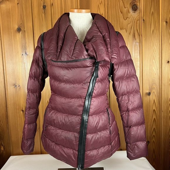 Mackage Qeren Women’s Sz Medium Leather Trim Down Convertible Vest Coat Red - Picture 3 of 11